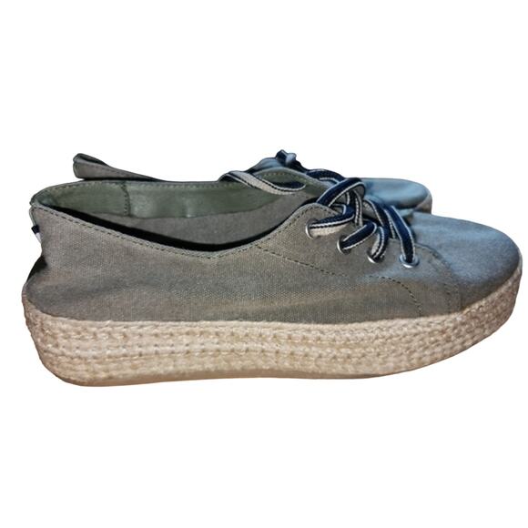 Pajar Espadrille Sneakers Olive Green‎ Canvas Lace Up Casual Shoes - Picture 1 of 10